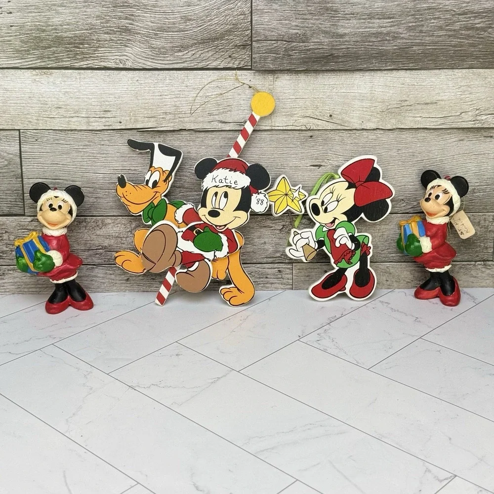 VTG Mickey Mouse Christmas Ornaments Set Of Four
